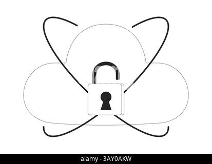 Unlocked cloud security 2D line object Stock Vector