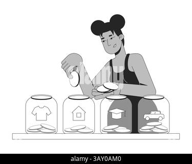 Smart budget allocation for saving goals line illustration concept Stock Vector