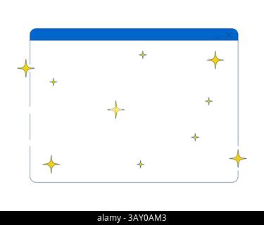 Empty software interface with sparkles 2D cartoon object Stock Vector