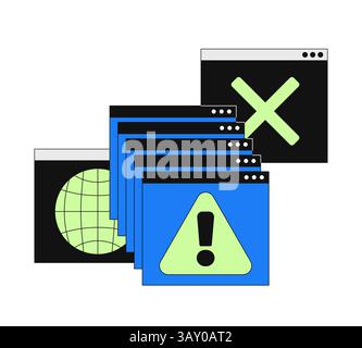 System error alert popups 2D onboarding ui illustration Stock Vector