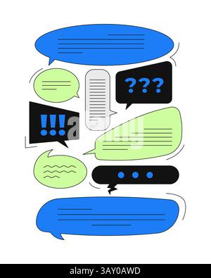 Online discussion chat bubbles 2D onboarding ui illustration Stock Vector