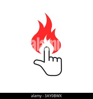 thin line finger pushing on red fire alarm Stock Vector