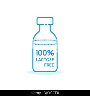 lactose free icon with blue bottle Stock Vector