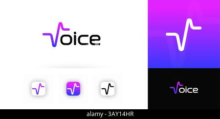 Voice Logo Design With Gradient Sound Wave Shape And Modern Typography, Ideal For App Icons And Media Branding. Vector logotype Stock Vector