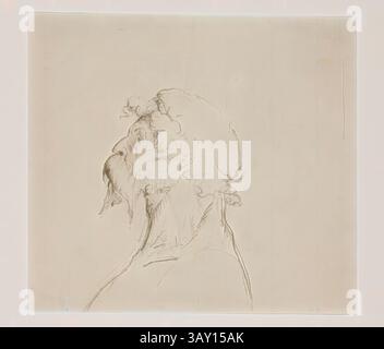 A detailed profile sketch of an elderly man, characterized by prominent facial features, including a long beard and thoughtful expression. The posture suggests introspection, enhancing the sense of age and wisdom., William Rimmer, American, 1816-1879, An Old Man, between 1816 and 1879, pencil on blue-lined off-white wove paper, Sheet: 4 5/16 × 4 3/4 inches (11 × 12.1 cm), Classic art with a modern twist reimagined by Artotop Stock Photo