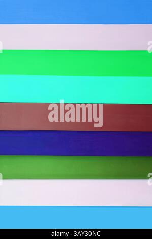Multi-colored horizontal stripes pattern wooden wall for abstract background Stock Photo