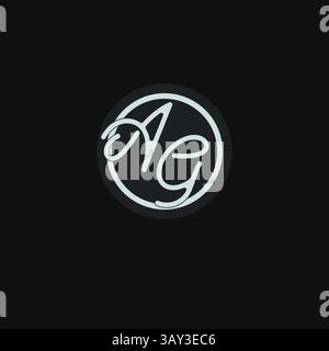 Initials AG logo monogram with simple circle line design inspiration vector graphic Stock Vector