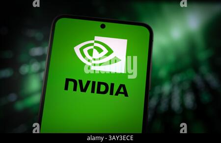 Nvidia company logo displayed on mobile device Stock Photo