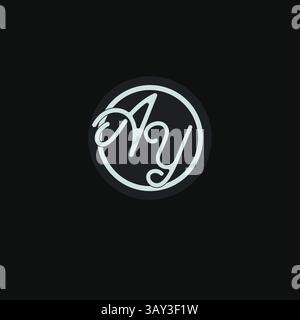 Initials AY logo monogram with simple circle line design inspiration vector graphic Stock Vector