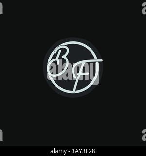 Initials BF logo monogram with simple circle line design inspiration vector graphic Stock Vector