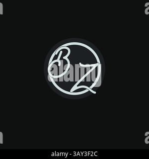 Initials BZ logo monogram with simple circle line design inspiration vector graphic Stock Vector