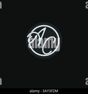 Initials AC logo monogram with simple circle line design inspiration vector graphic Stock Vector