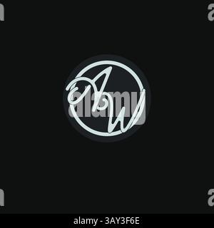 Initials AW logo monogram with simple circle line design inspiration vector graphic Stock Vector