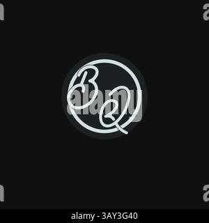 Initials BQ logo monogram with simple circle line design inspiration vector graphic Stock Vector