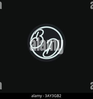 Initials BD logo monogram with simple circle line design inspiration vector graphic Stock Vector