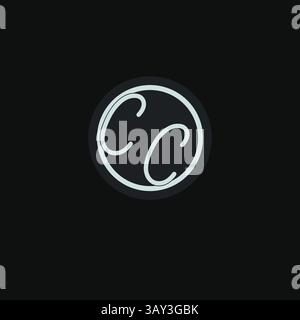 Initials CC logo monogram with simple circle line design inspiration vector graphic Stock Vector