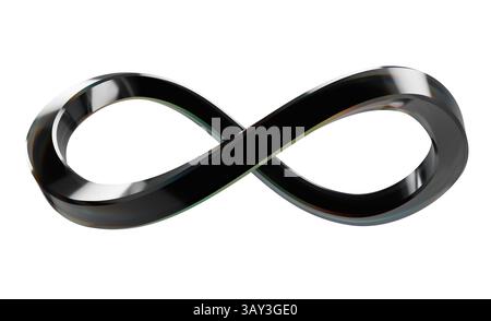 An infinity symbol made up of glass square tubing on an isolated white studio background - 3D render Stock Photo
