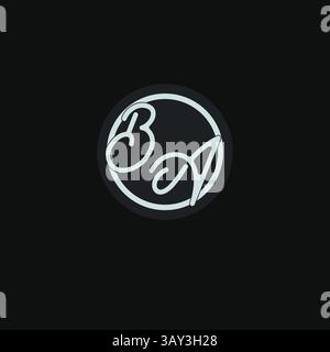 Initials BA logo monogram with simple circle line design inspiration vector graphic Stock Vector
