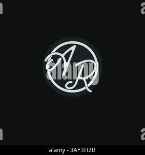 Initials AR logo monogram with simple circle line design inspiration vector graphic Stock Vector