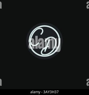 Initials CD logo monogram with simple circle line design inspiration vector graphic Stock Vector