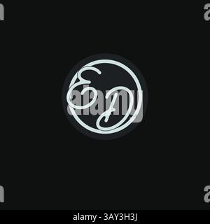 Initials ED logo monogram with simple circle line design inspiration vector graphic Stock Vector