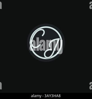 Initials CJ logo monogram with simple circle line design inspiration vector graphic Stock Vector