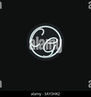 Initials CG logo monogram with simple circle line design inspiration vector graphic Stock Vector