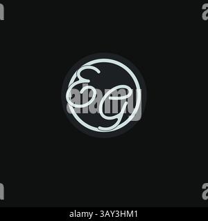 Initials EG logo monogram with simple circle line design inspiration vector graphic Stock Vector