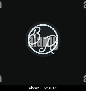 Initials BR logo monogram with simple circle line design inspiration vector graphic Stock Vector