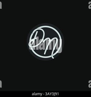 Initials DN logo monogram with simple circle line design inspiration vector graphic Stock Vector