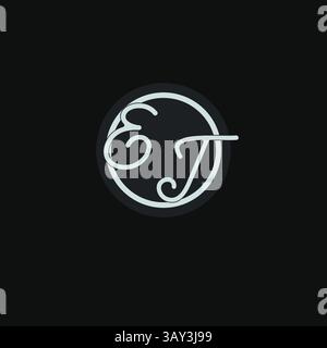 Initials ET logo monogram with simple circle line design inspiration vector graphic Stock Vector