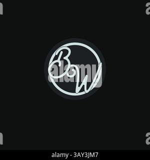 Initials BW logo monogram with simple circle line design inspiration vector graphic Stock Vector