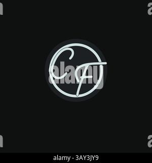 Initials CF logo monogram with simple circle line design inspiration vector graphic Stock Vector