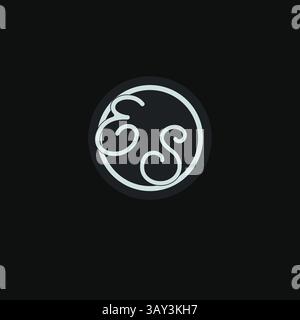Initials ES logo monogram with simple circle line design inspiration vector graphic Stock Vector