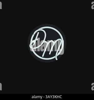 Initials DM logo monogram with simple circle line design inspiration vector graphic Stock Vector