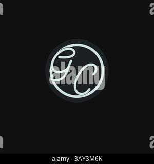 Initials GC logo monogram with simple circle line design inspiration vector graphic Stock Vector