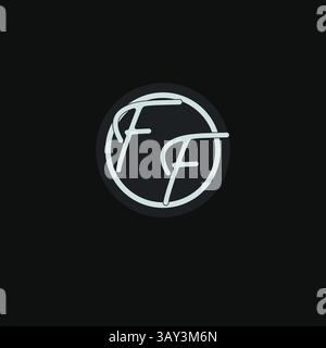 Initials FF logo monogram with simple circle line design inspiration vector graphic Stock Vector