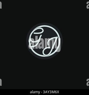 Initials GJ logo monogram with simple circle line design inspiration vector graphic Stock Vector
