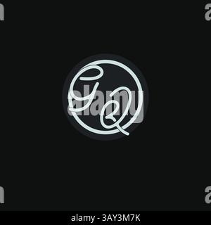 Initials GQ logo monogram with simple circle line design inspiration vector graphic Stock Vector