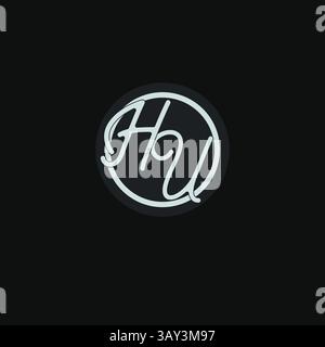 Initials HU logo monogram with simple circle line design inspiration vector graphic Stock Vector