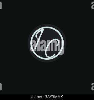 Initials IC logo monogram with simple circle line design inspiration vector graphic Stock Vector