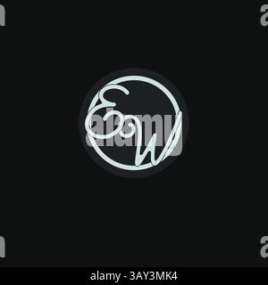 Initials EW logo monogram with simple circle line design inspiration vector graphic Stock Vector
