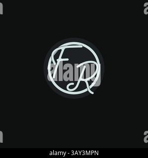 Initials FR logo monogram with simple circle line design inspiration vector graphic Stock Vector