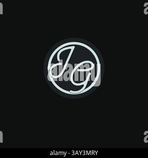 Initials JG logo monogram with simple circle line design inspiration vector graphic Stock Vector