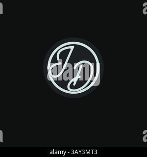 Initials JD logo monogram with simple circle line design inspiration vector graphic Stock Vector