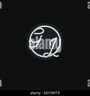 Initials GL logo monogram with simple circle line design inspiration vector graphic Stock Vector