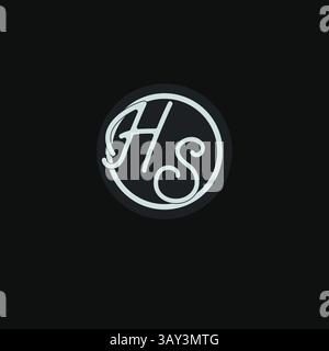 Initials HS logo monogram with simple circle line design inspiration vector graphic Stock Vector
