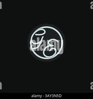 Initials GE logo monogram with simple circle line design inspiration vector graphic Stock Vector