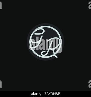 Initials GR logo monogram with simple circle line design inspiration vector graphic Stock Vector