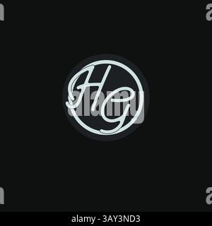 Initials HG logo monogram with simple circle line design inspiration vector graphic Stock Vector